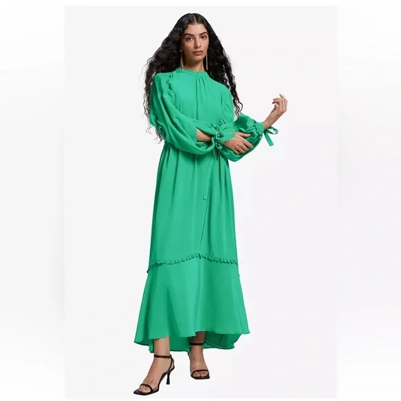 & Other Stories Fluid-Fit Wide Sleeve Organic Silk Maxi Dress - Picture 3 of 13